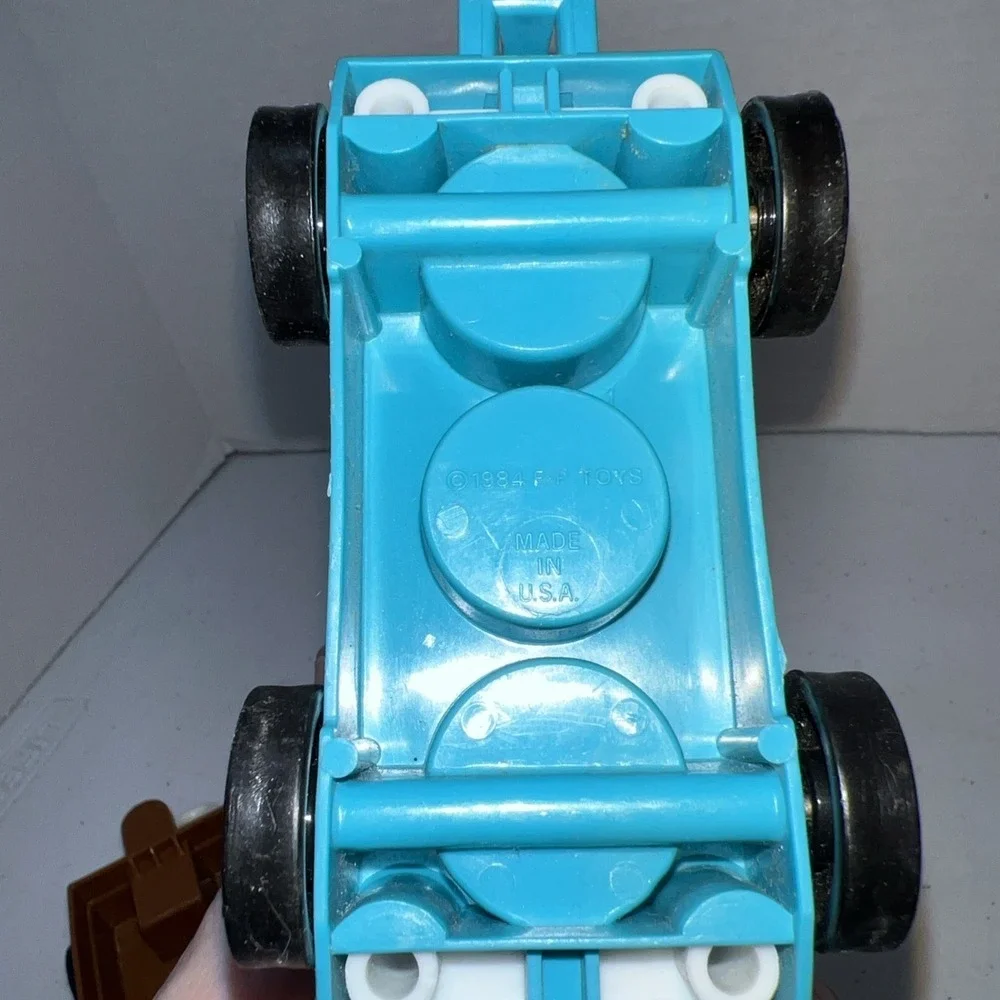 Vintage Fisher Price Little People Zoo #916 Tram Train Trolley Cars Blue 1984